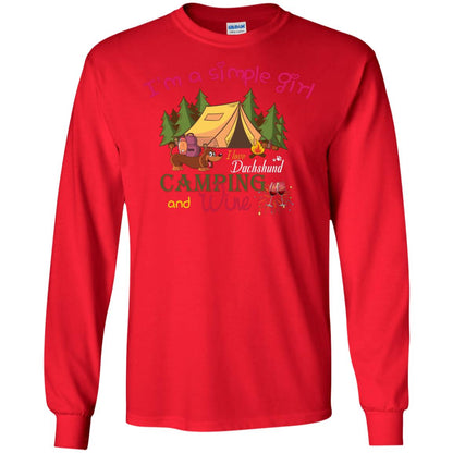 I’m A Simple Girl I Love Dachshund Camping And Wine Shirt Red