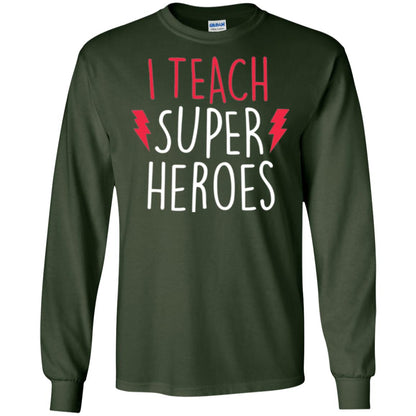 Cute Teacher T-shirt I Teach Super Heroes Forest Green