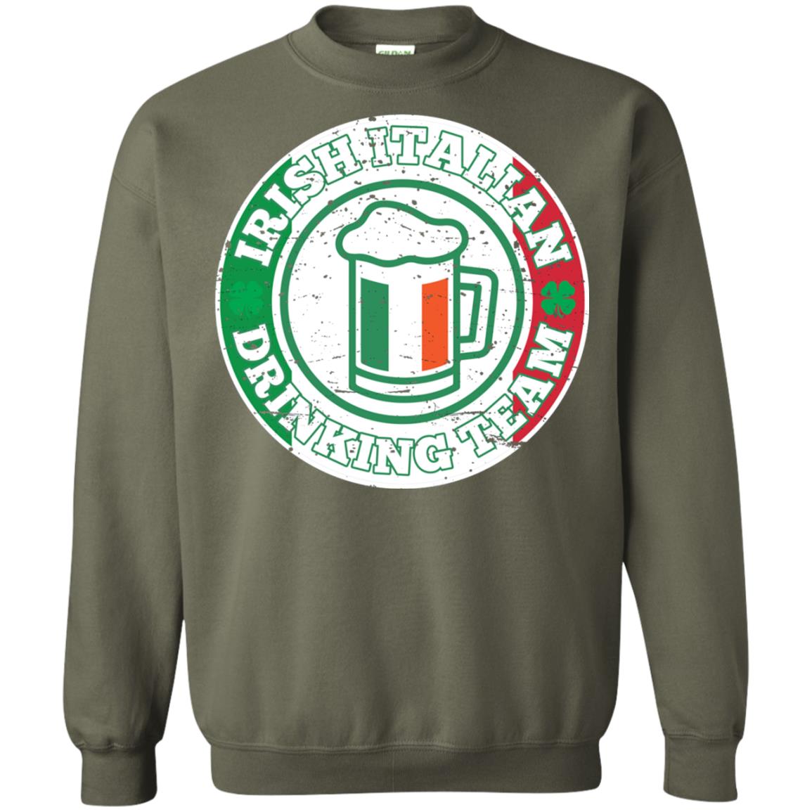 Irish Italian Drinking Team Italy Flag St Patrick_s Day T-shirt Military Green