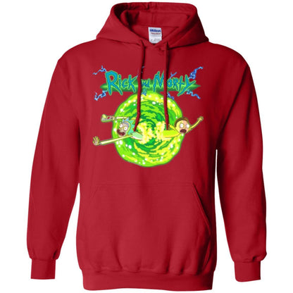 Rick Morty T-shirt Portal Glow Lightning Logo Red