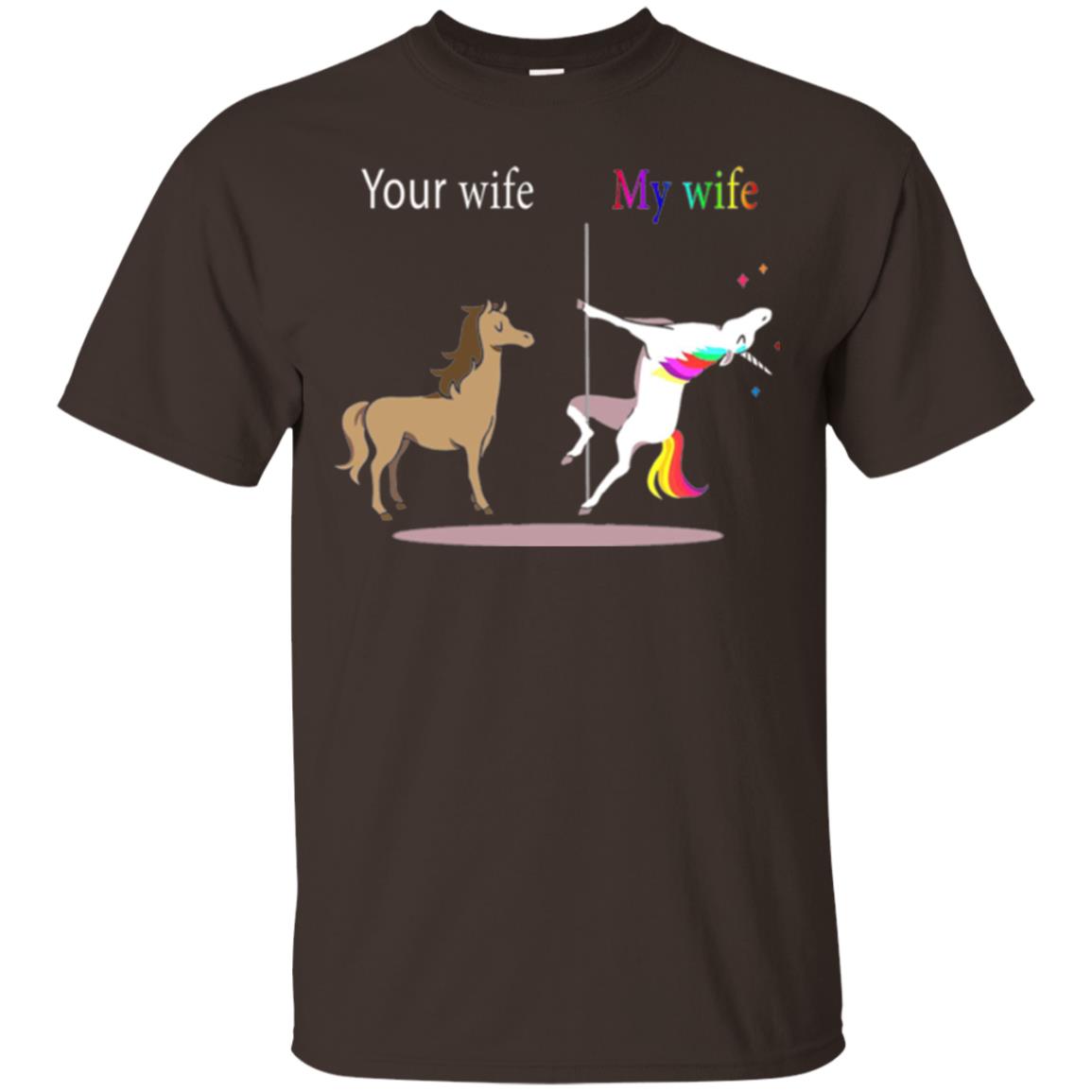 Unicorn T-shirt Your Wife My Wife Dark Chocolate