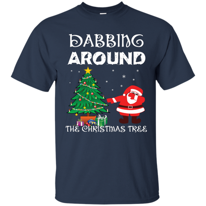 Christmas T-Shirt Dabbing Around The Christmas Tree Navy