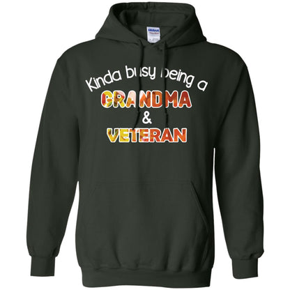 Kinda Busy Being A Grandma And Veteran Nana Shirt Forest Green