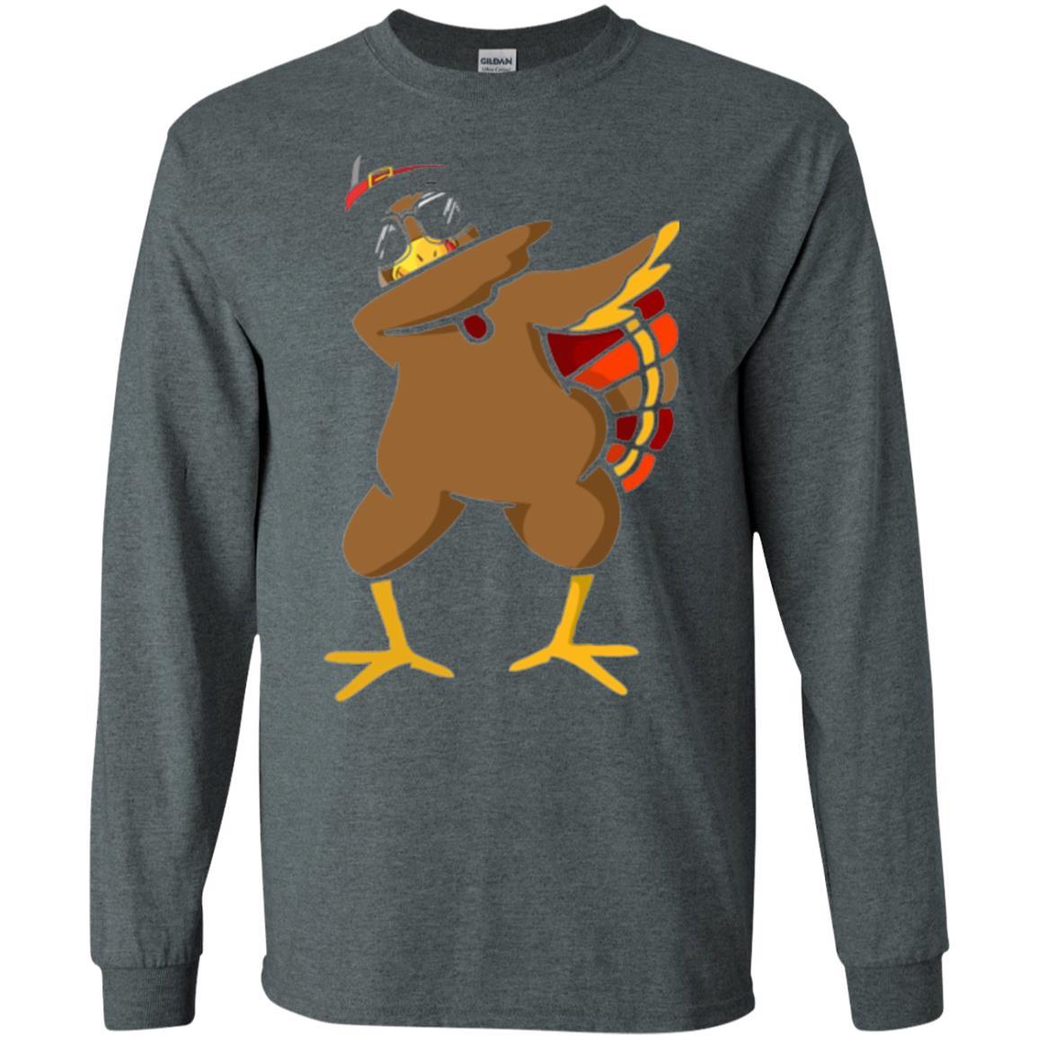 Thanksgiving T-shirt Dabbing Turkey Dark Heather
