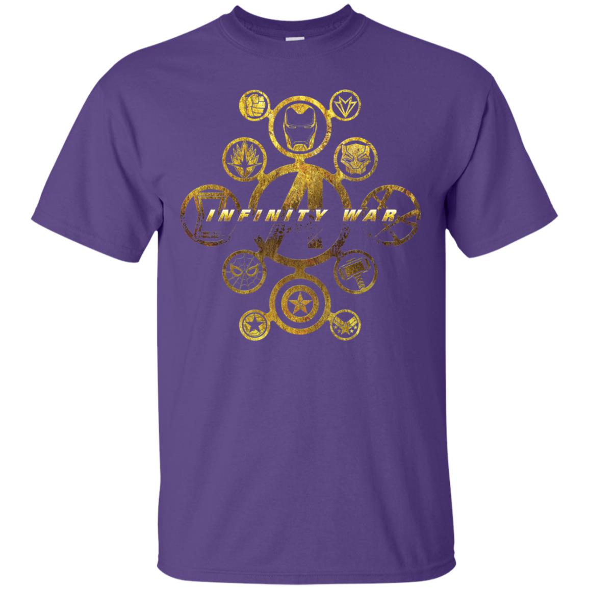 Infinity War Gold Hero Movie T-shirt Purple