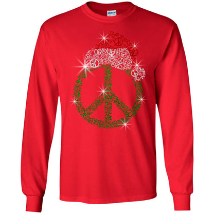 Peace Sign With Santa Ha Christmas Idea Gift Shirt Red