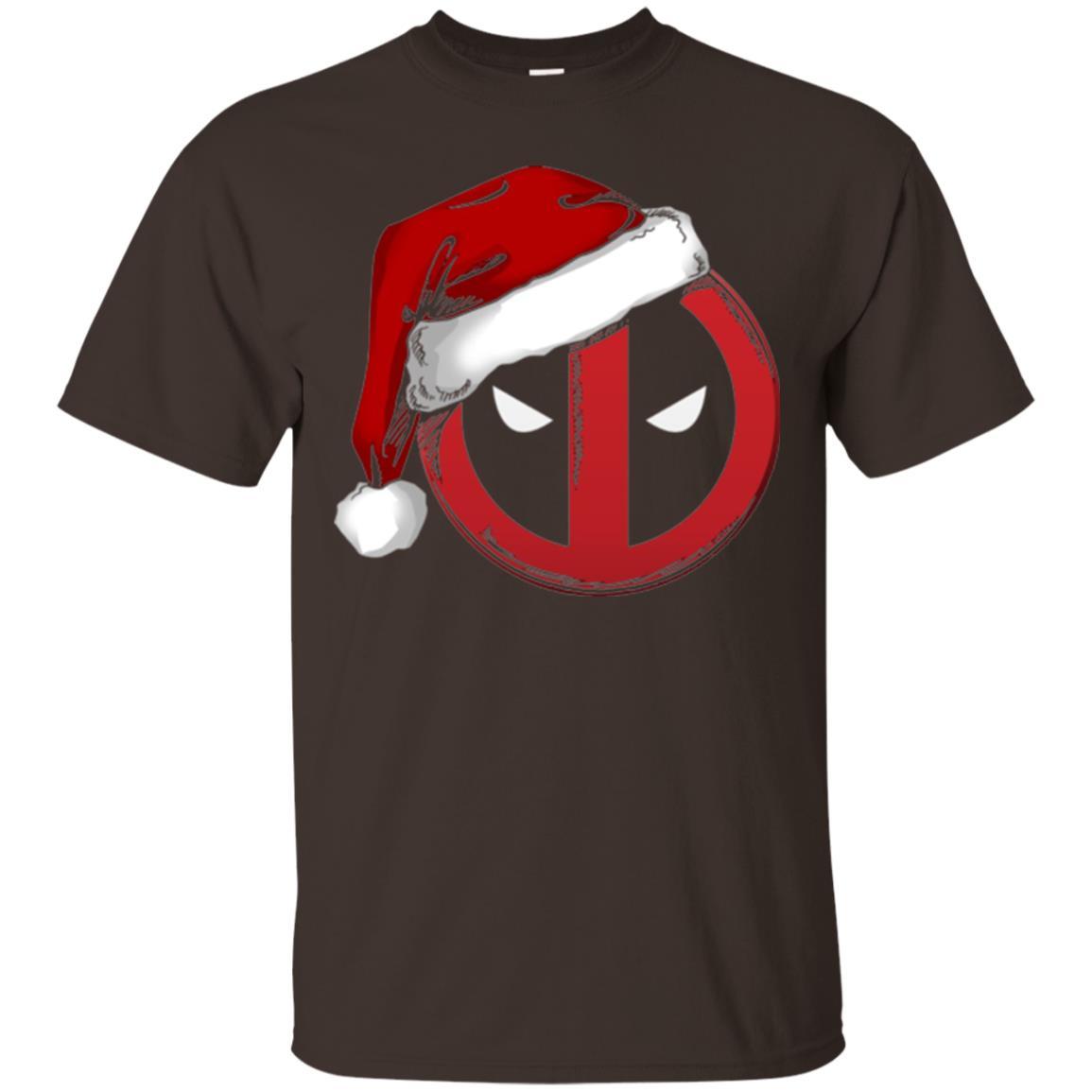 Christmas T-shirt Marvel Deadpool Icon Santa Hat Christmas Graphic Dark Chocolate