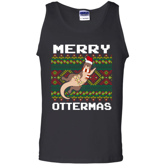 Merry Ottermas Funny Otter Lovers Ugly Sweater X-mas Gift Shirt Black