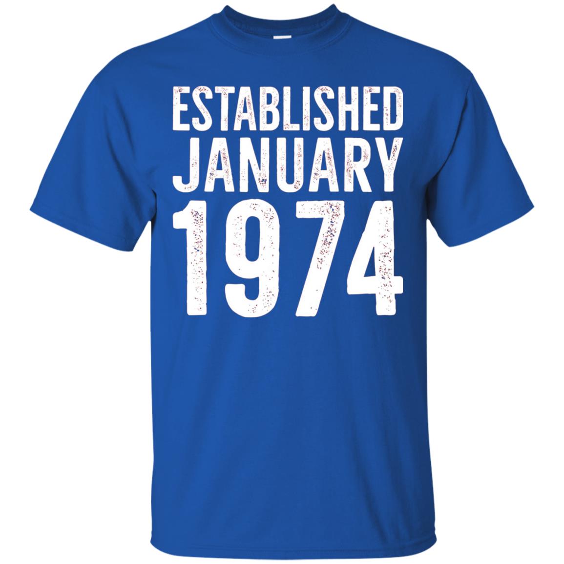 Established January 1974 43rd Birthday T-shirt Royal