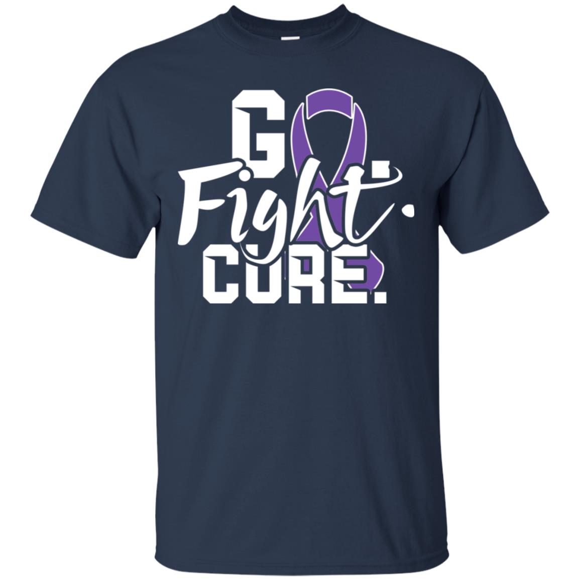 Pancreatic Leiomyosarcoma Awareness Go Fight Cure Purple Ribbon Shirt Navy