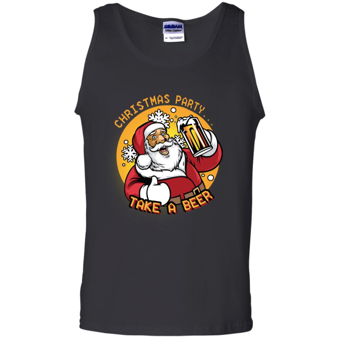 Christmas Party Take A Beer Santa X-mas Gift Shirt Black