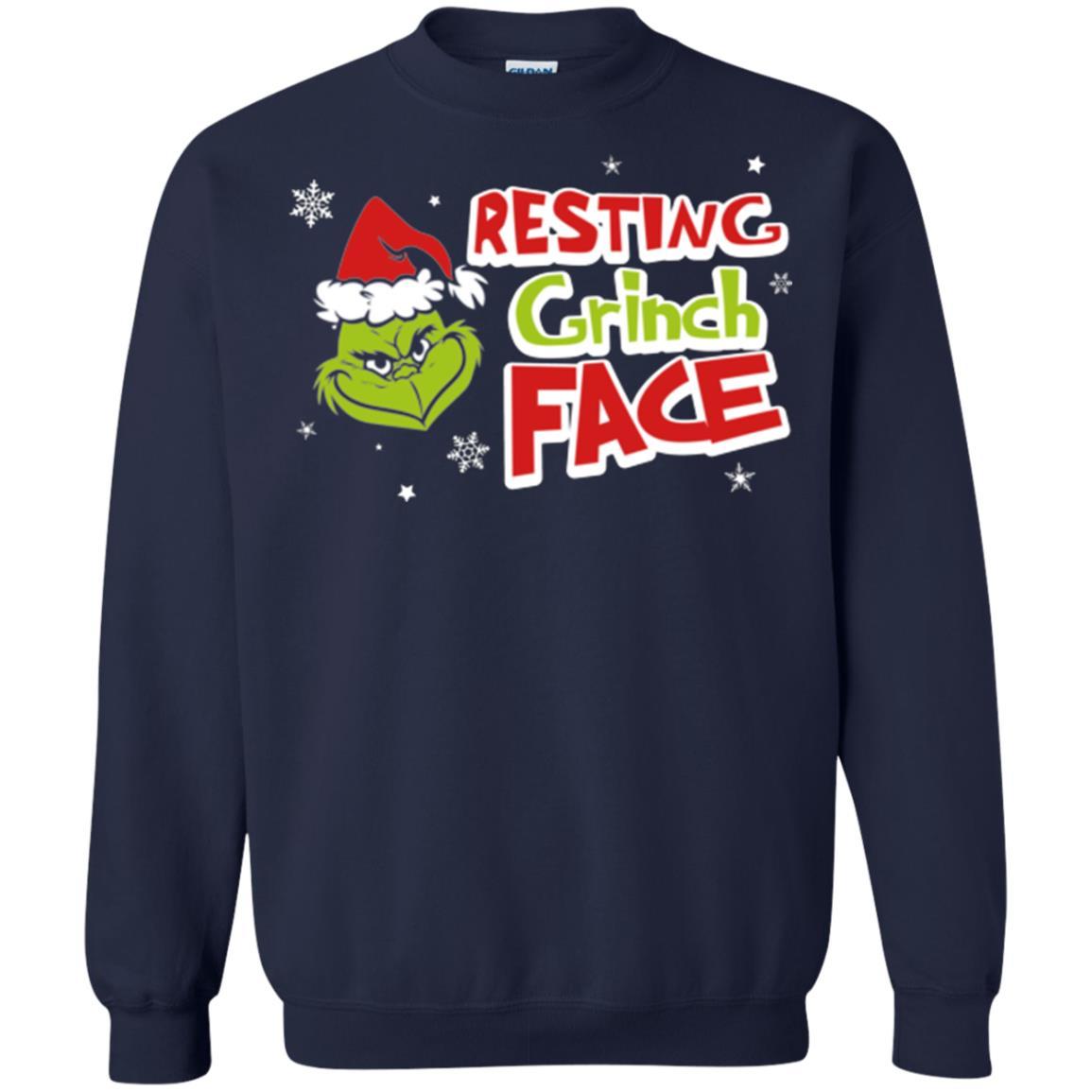 Christmas T-shirt Resting Grinch Face Navy