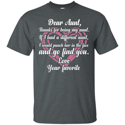 Dear Aunt Thank For Being My Aunt Family T-shirt Dark Heather