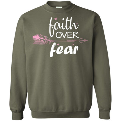 Faith Over Fear Arrow Christian Shirt Military Green