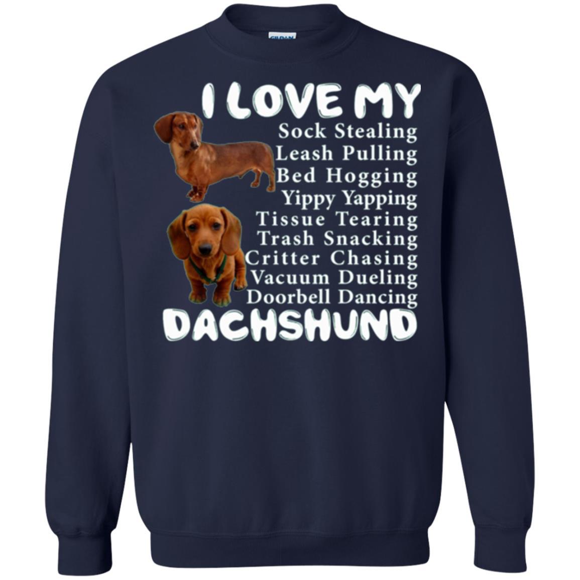 Dachshund T-shirt Sock Stealing Bed Hogging Navy