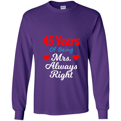 45th Wedding Anniversary T-shirt Mrs Always Right Purple