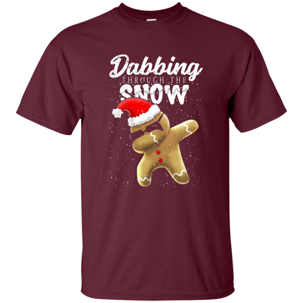 Dabbing Gingerbread T-shirt Dabbing Through The Snow Maroon