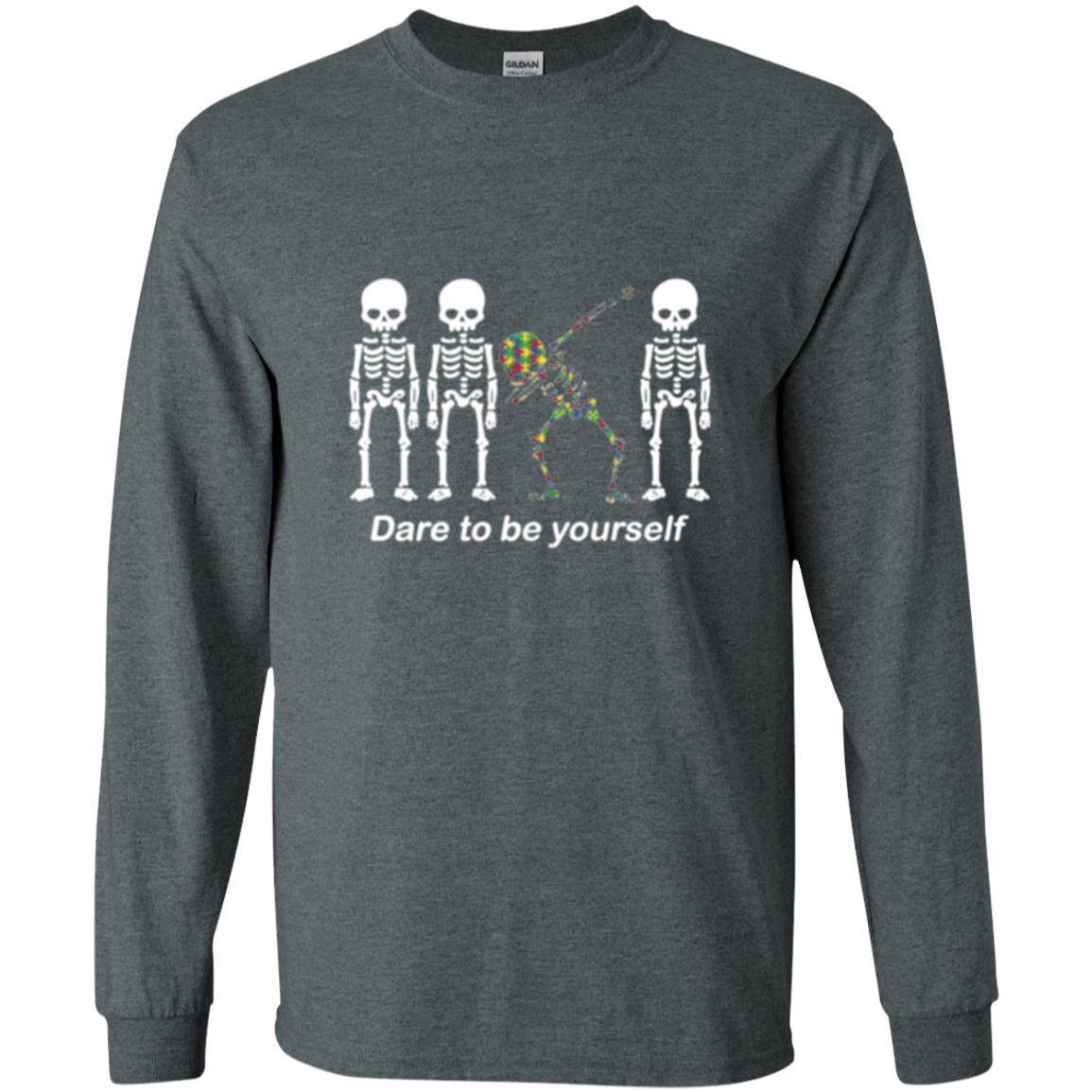 Dabbing T-shirt Dabbing Skeleton Dare To Be Yourself Dark Heather