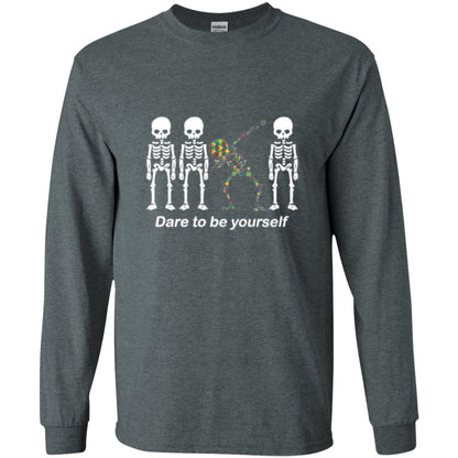 Dabbing T-shirt Dabbing Skeleton Dare To Be Yourself Dark Heather