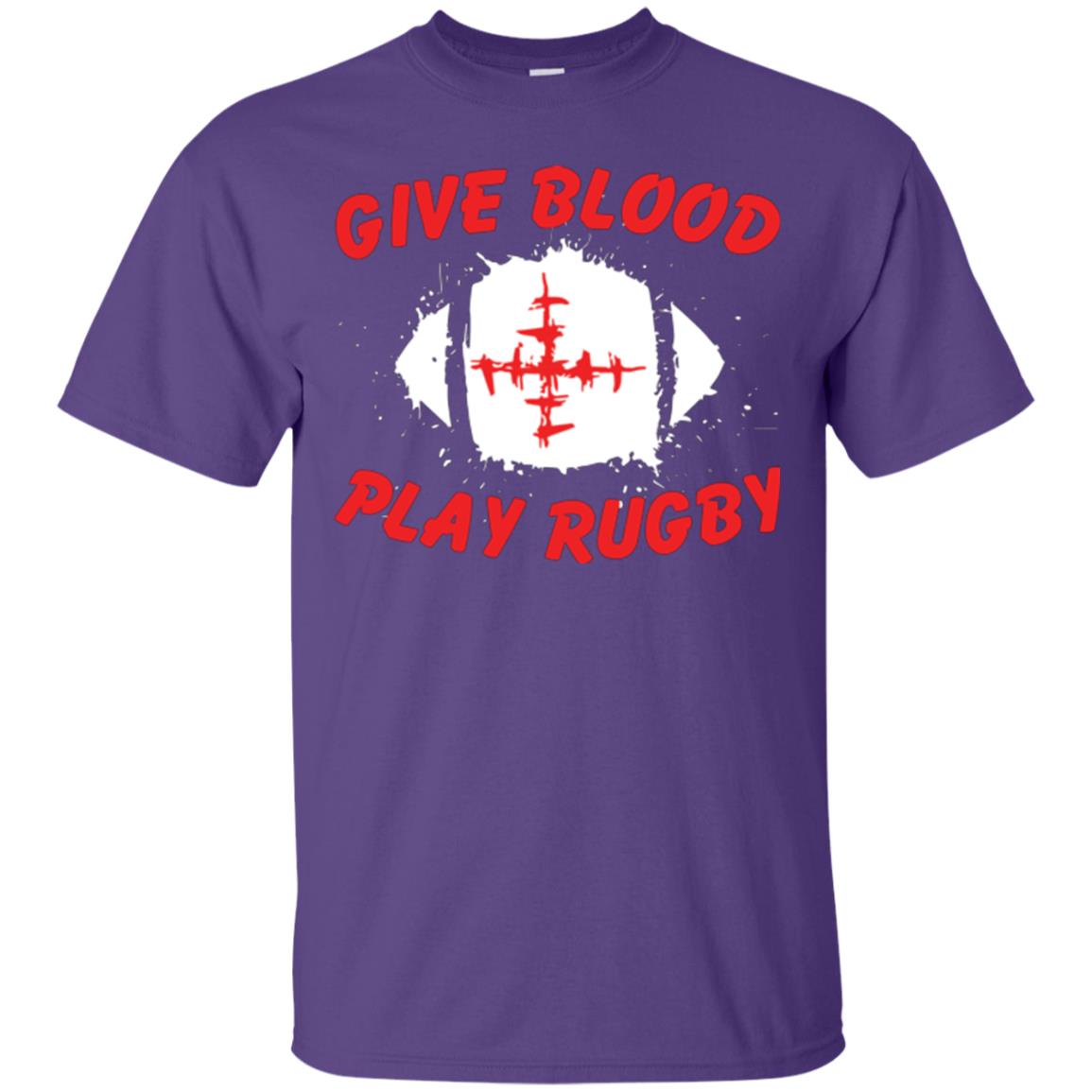 Football Lover T-shirt Give Blood Play Rugby Purple