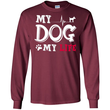 Dog Lovers T-shirt My Dog My Life Maroon