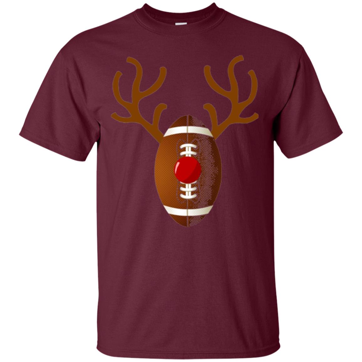 Reindeer Football Christmas T-shirt Maroon
