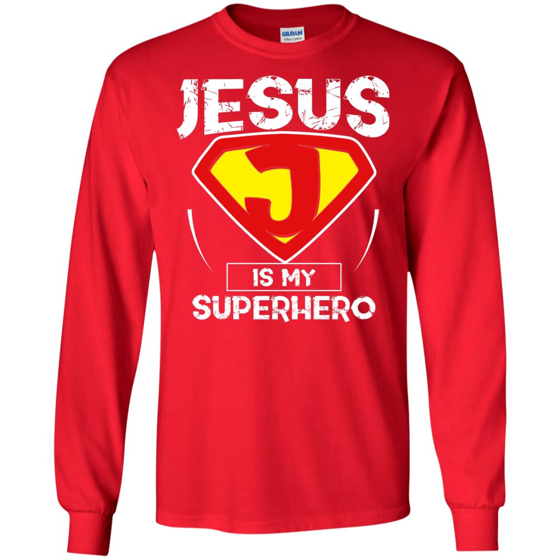 Jesus Is My Superhero Christian Movie Fan T-shirt Red