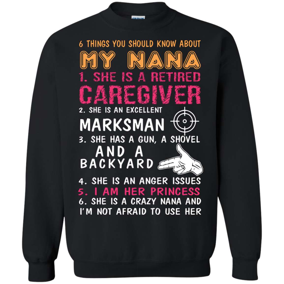 Family T-Shirt 6 Things You Should Know About My Nana Black