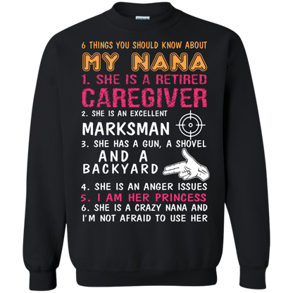 Family T-Shirt 6 Things You Should Know About My Nana Black