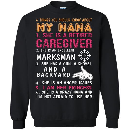 Family T-Shirt 6 Things You Should Know About My Nana Black