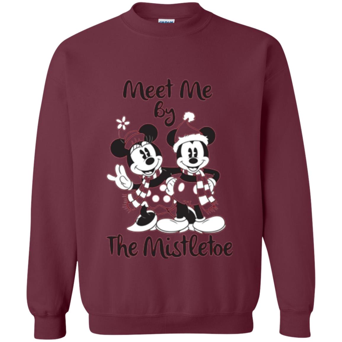 Christmas T-shirt Meet Me By Mistletoe Maroon