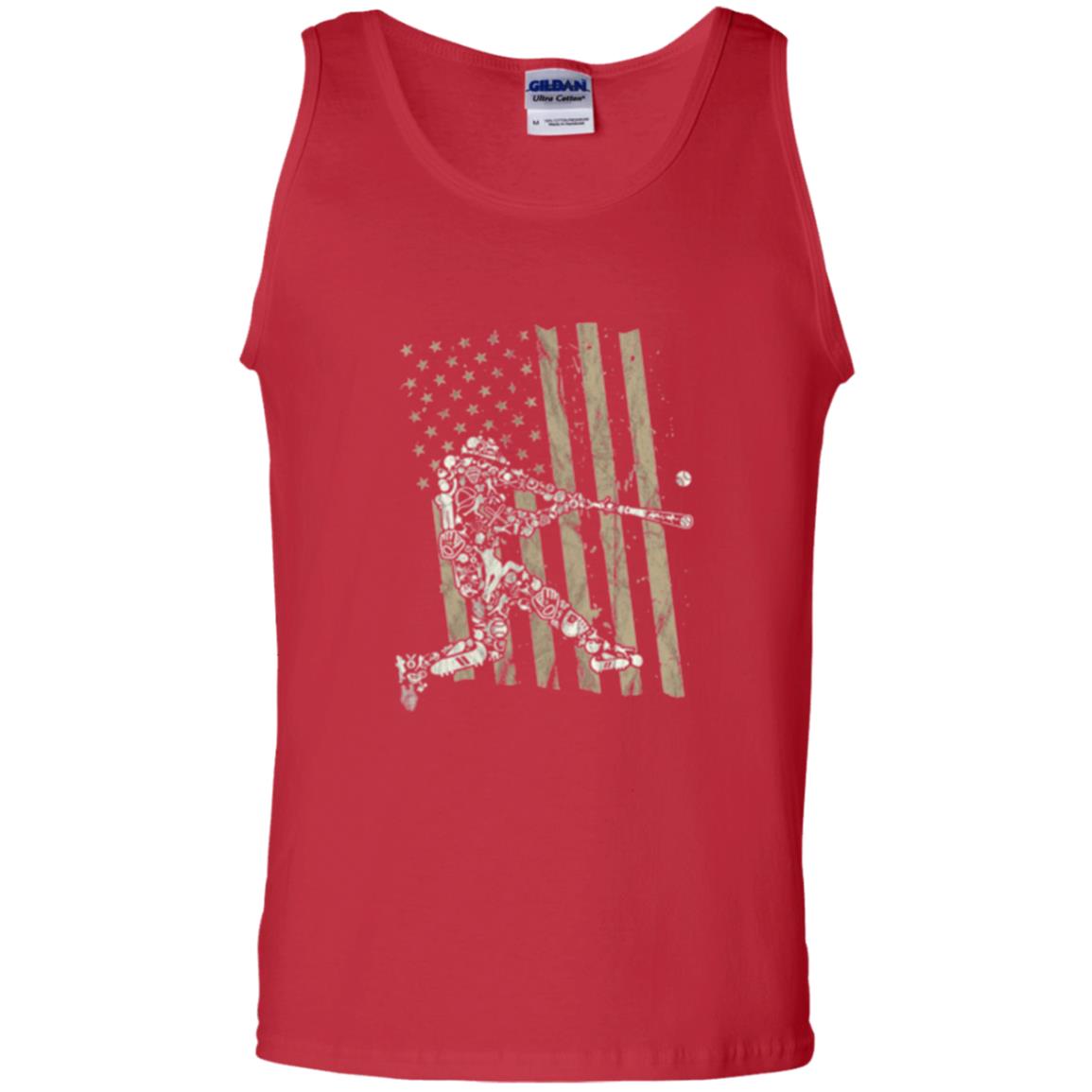 Baseball Player T-shirt American Flag Red