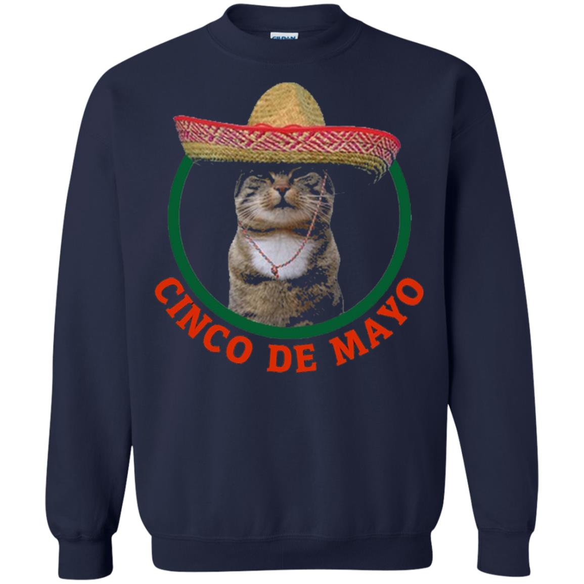 Cinco De Mayo Kitty Cat Funny Cute Meow Sombrero T-shirt Navy
