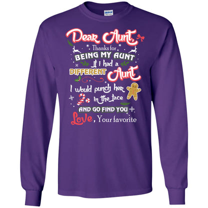 Dear Aunt Thank For Being My Aunt Christmas Holiday T-shirt Purple