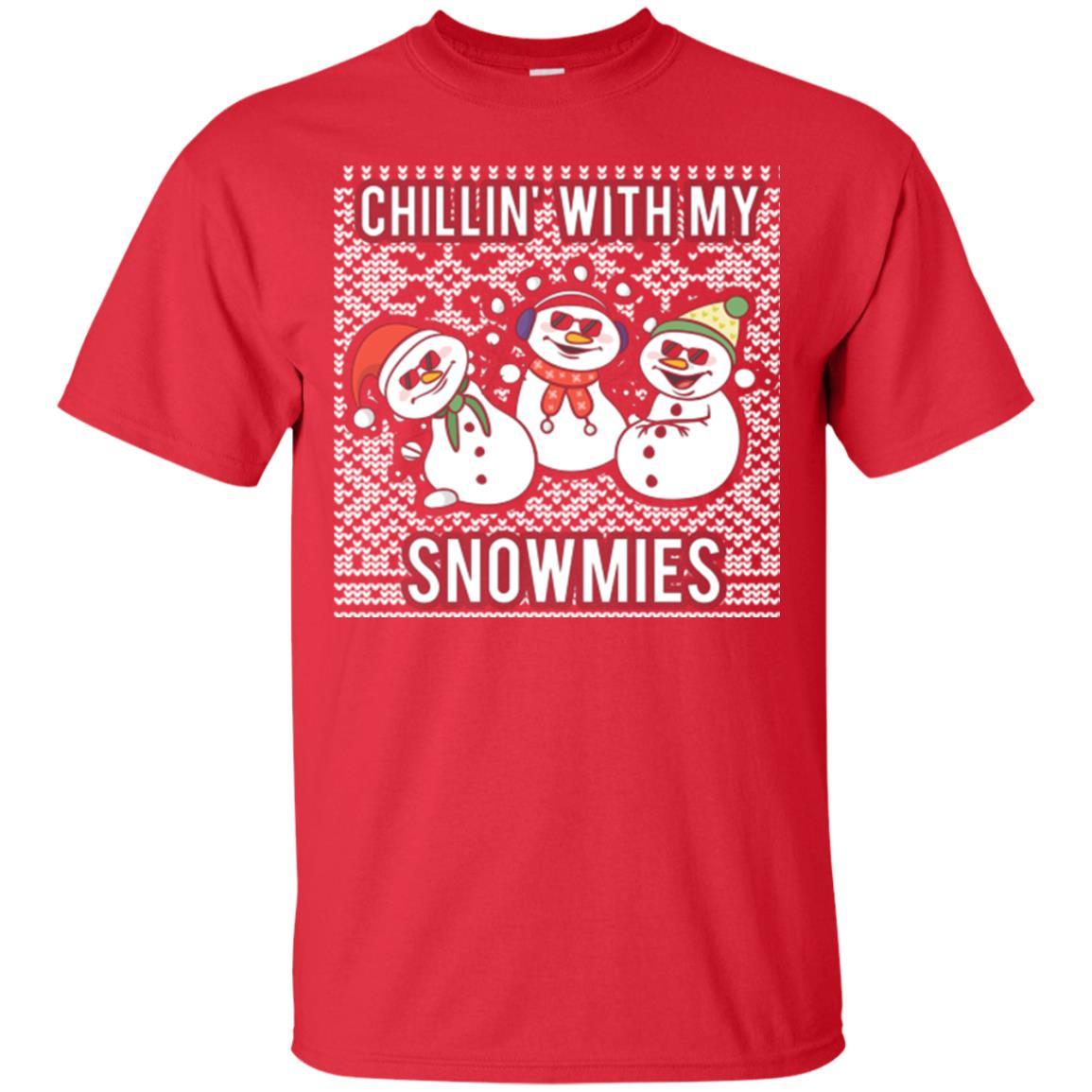 Christmas T-shirt Chillin' With My Snowmies Red