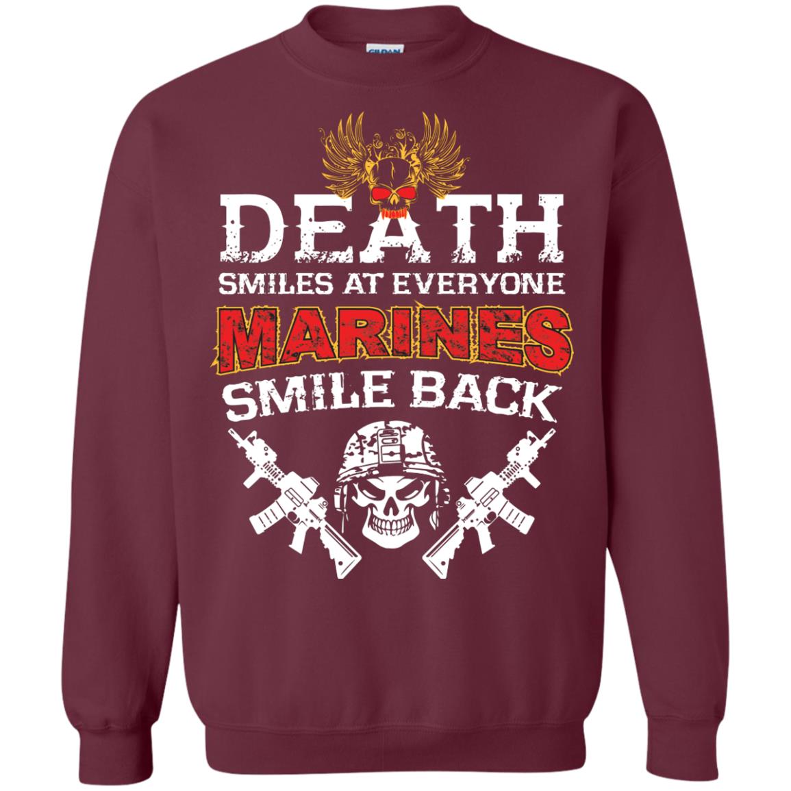 Death Smiles At Everyone Marines Smile Back Shirt Maroon