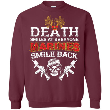 Death Smiles At Everyone Marines Smile Back Shirt Maroon