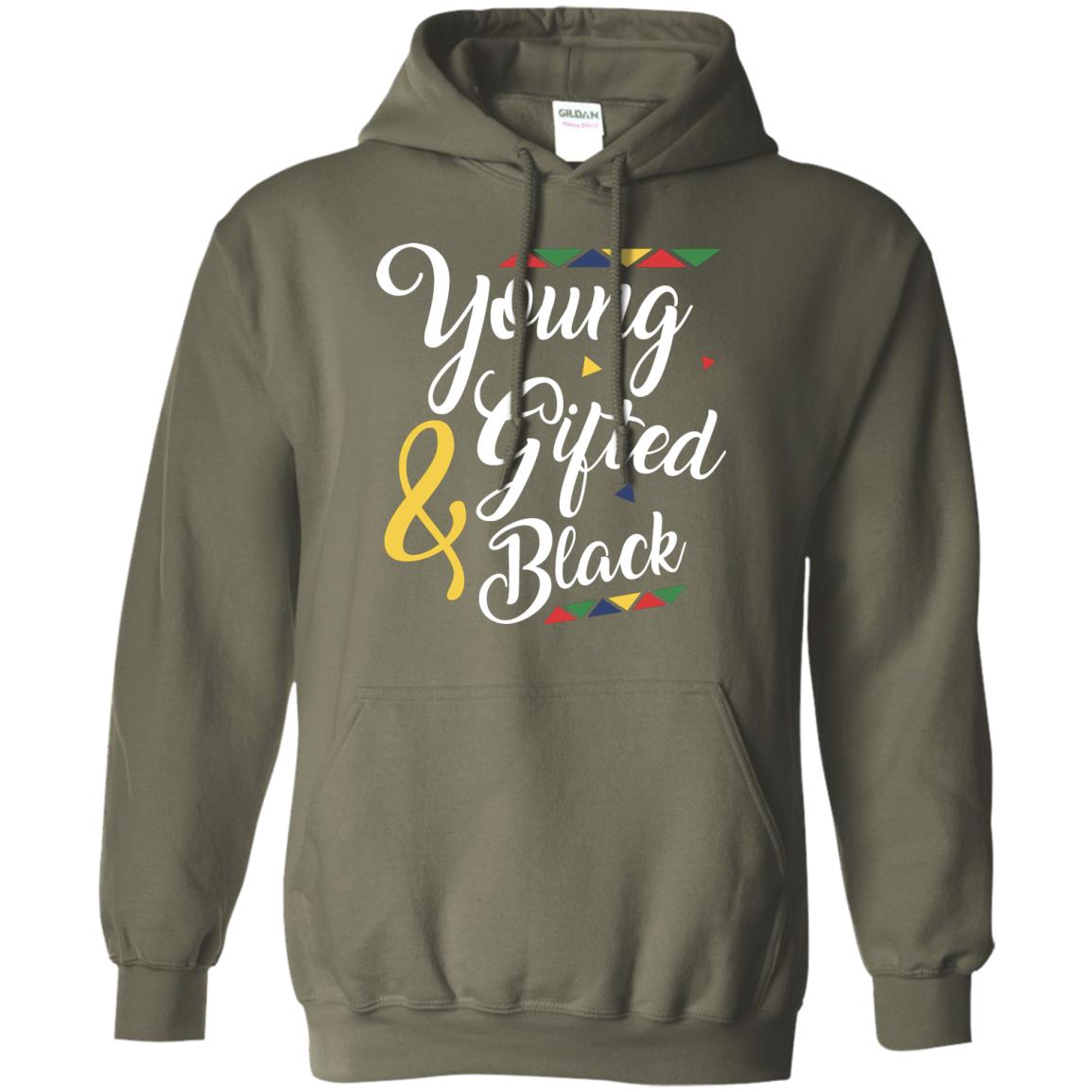 African American T-shirt Young Gifted And Black Military Green