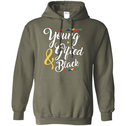 African American T-shirt Young Gifted And Black Military Green