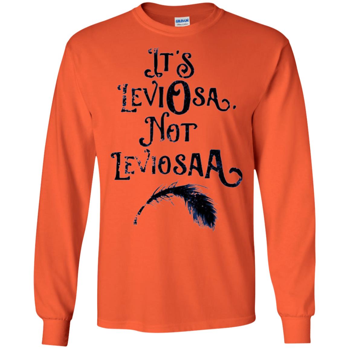 Feather Dirty Black T-shirt It_s Leviosa Not Leviosaa Orange