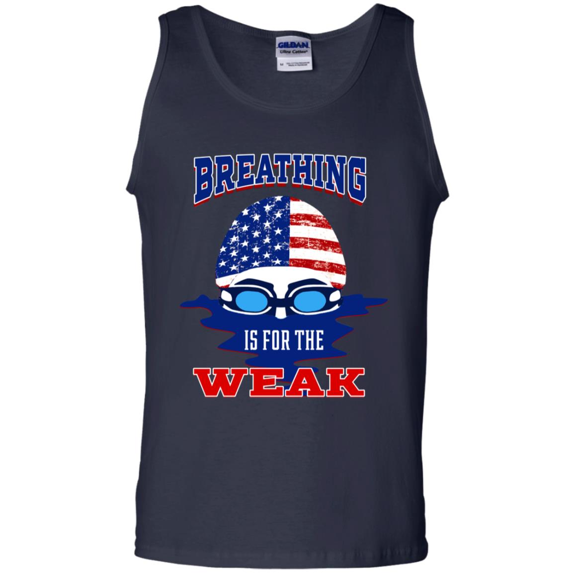 Breathing Is For The Weak Swimmer Gift Shirt Navy