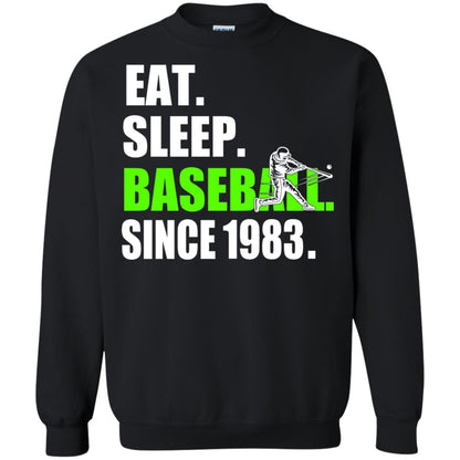 Eat Sleep Baseball Since 1983 35th Birthday Shirt Black