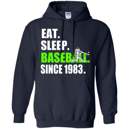 Eat Sleep Baseball Since 1983 35th Birthday Shirt Navy