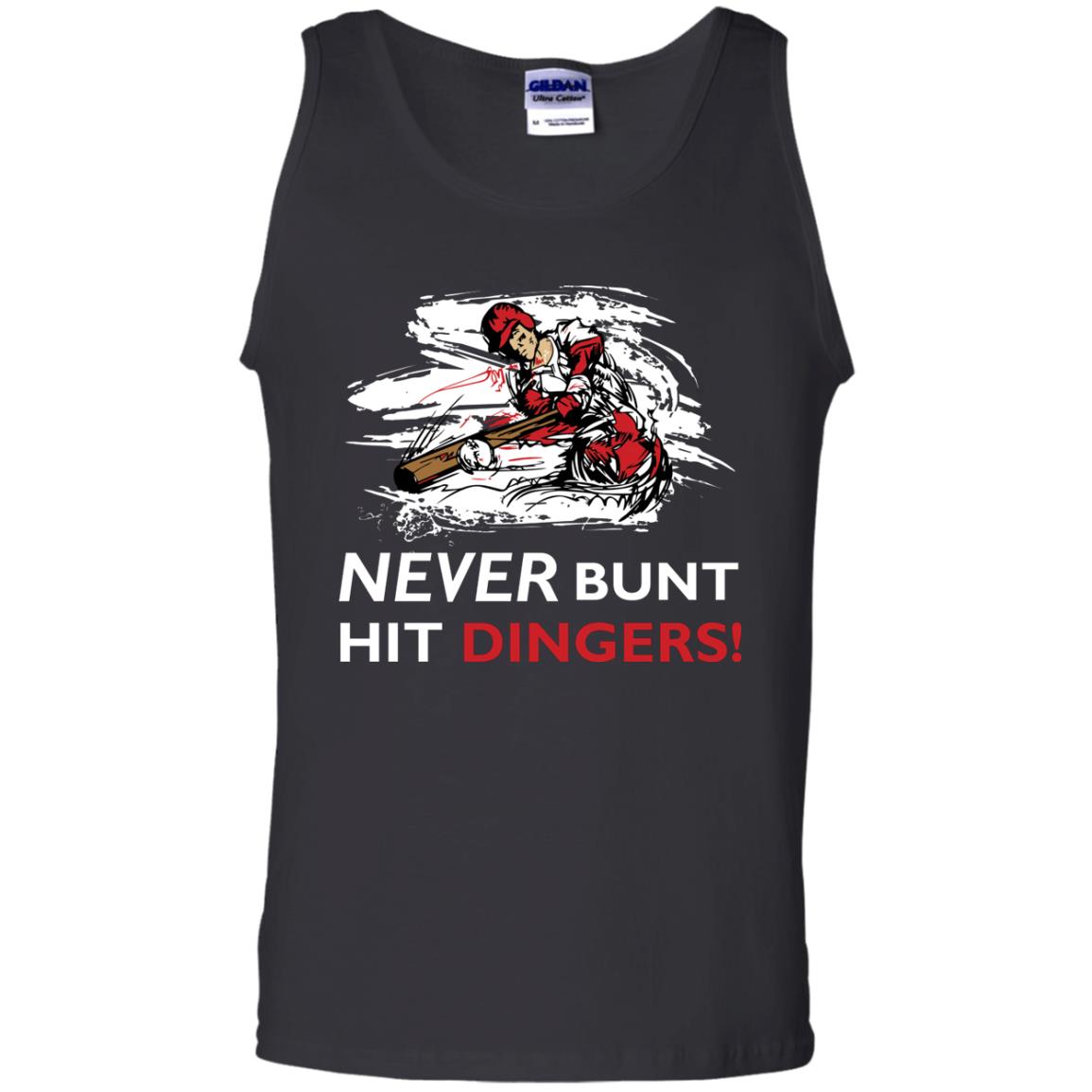 Baseball Lover T-shirt Never Bunt Hit Dingers Black