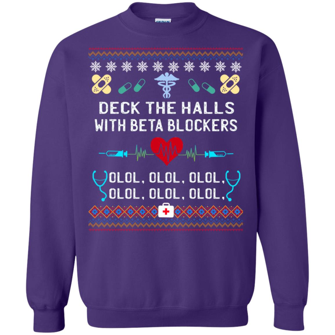 Deck The Halls With Beta Blockers Nursing X-mas Quote Shirt Purple
