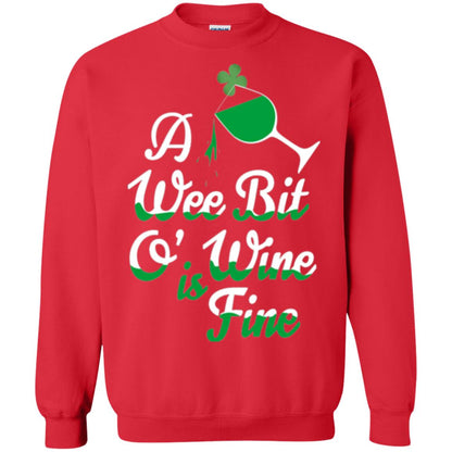 A Wee Bit O_ Wine Is Fine St. Patrick_s Day T-shirt Red