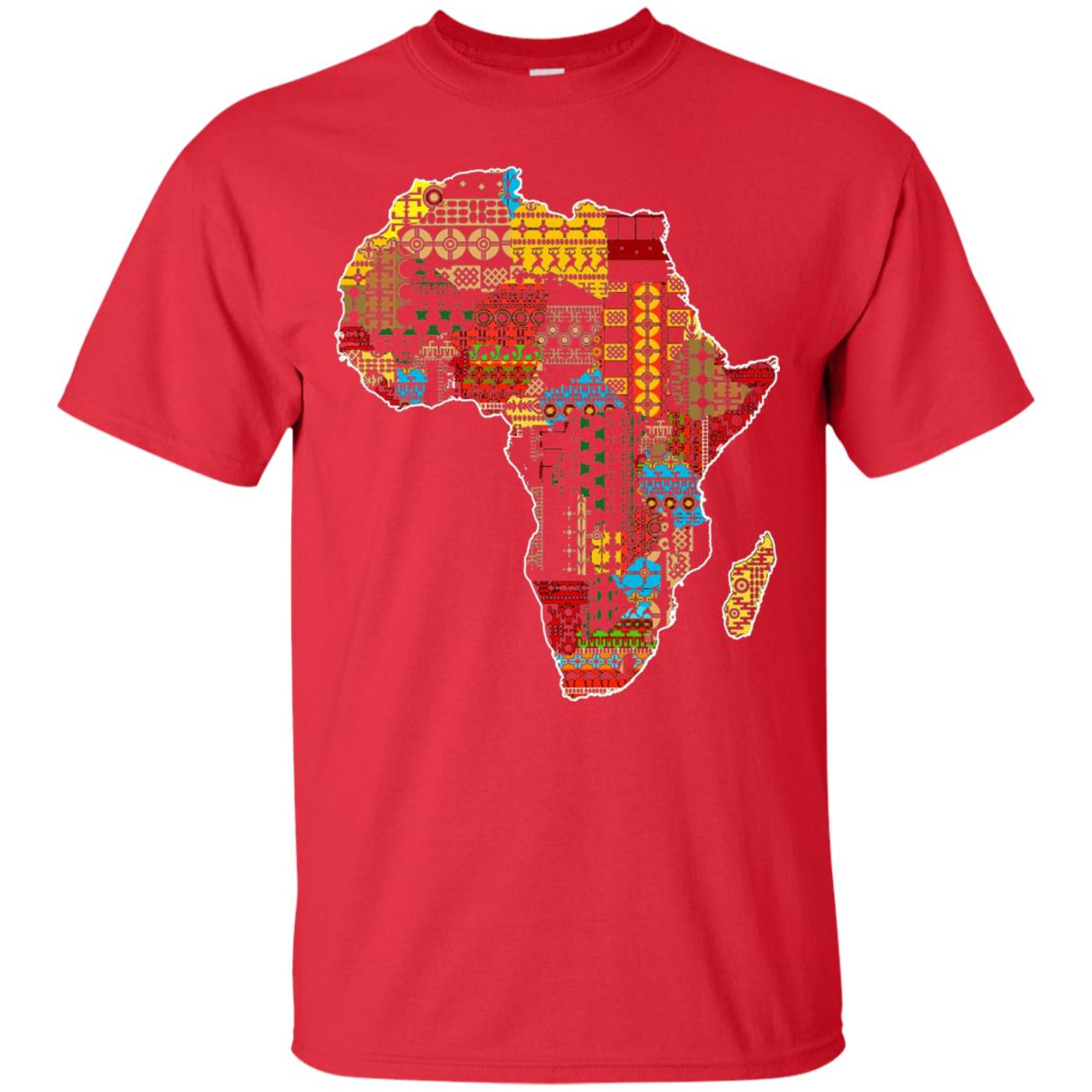 African Pride Traditional Ethnic Pattern Africa Map Shirt Red
