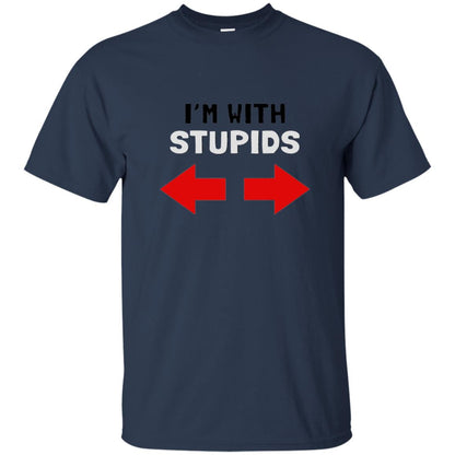 Im With Stiupid Funny Adult Shirt Navy