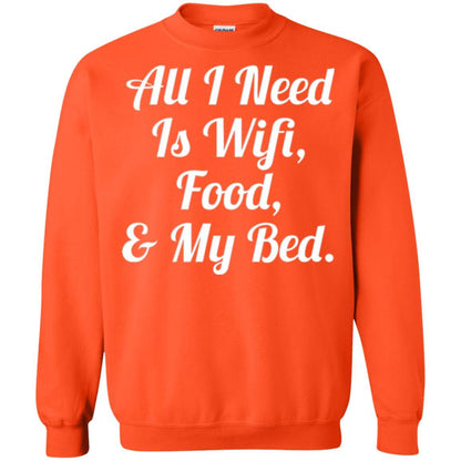 All I Need Is Wifi Food My Bed T-shirt Orange