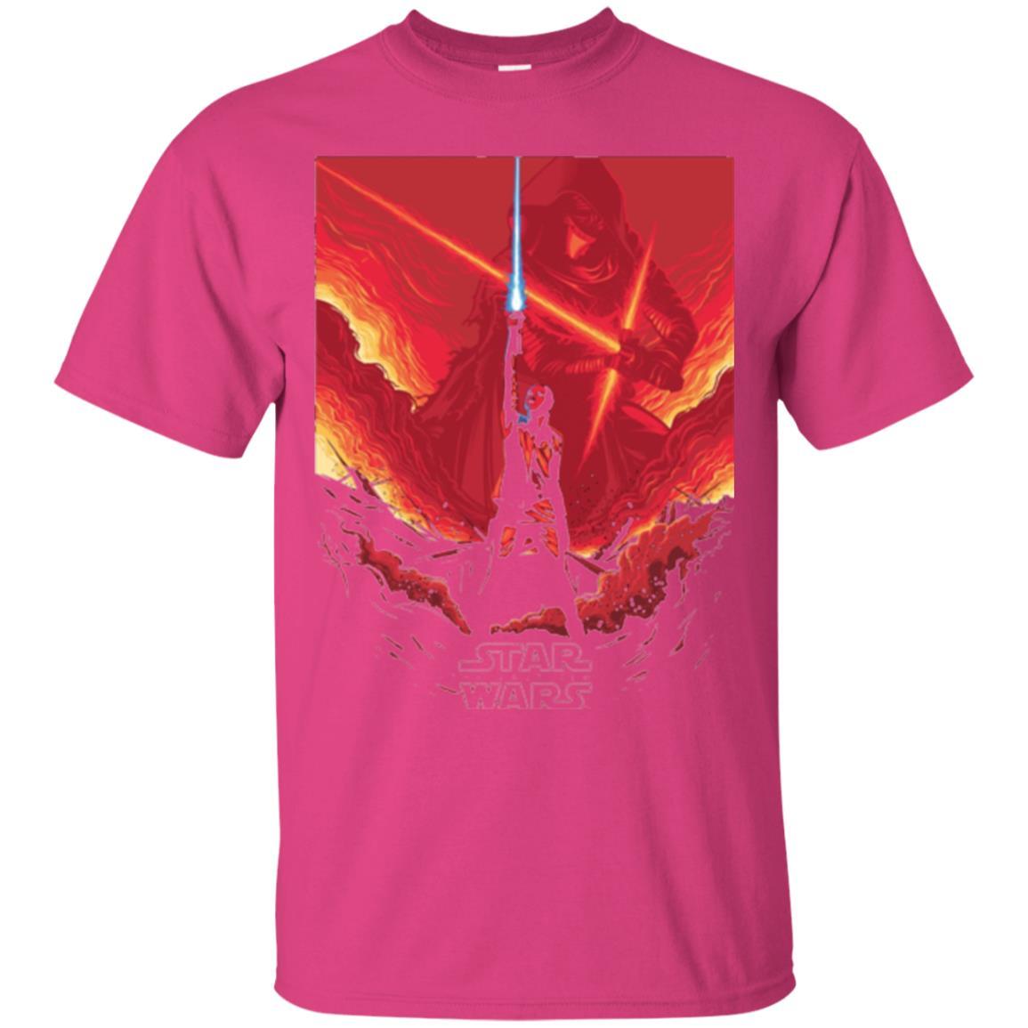 Film T-shirt Star Wars Last Jedi Rey Saber Reach Red Poster Heliconia